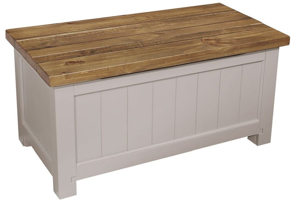Product photograph of Regatta Grey Painted Pine Ottoman Storage Box For Blanket Storage In Bedroom from Choice Furniture Superstore.