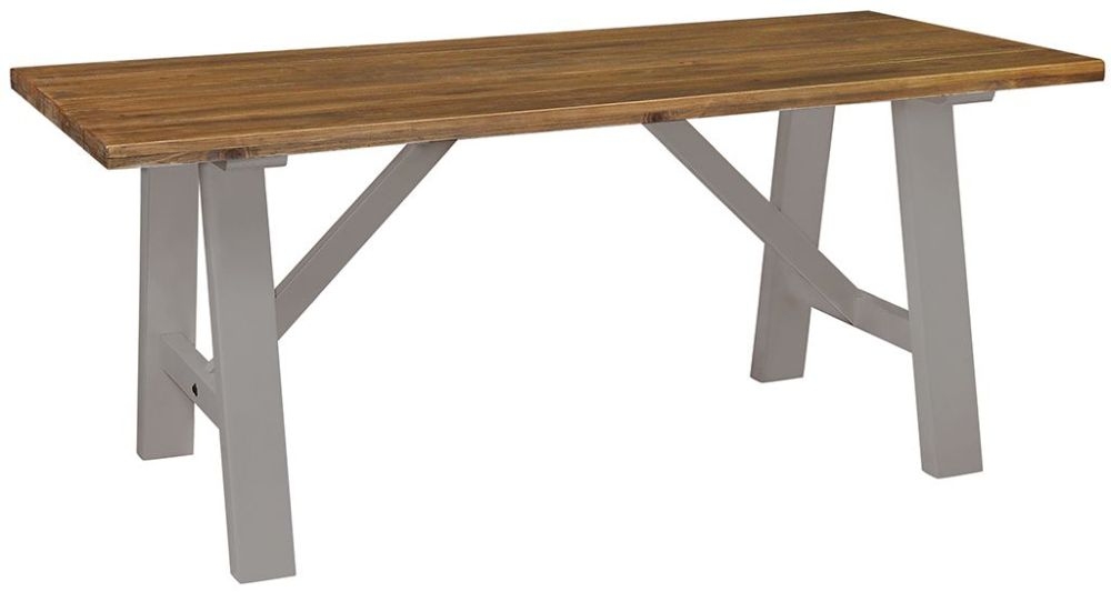 Product photograph of Regatta Grey Painted Pine Trestle Dining Table 180cm Seats 6 To 8 Diners Rectangular Top from Choice Furniture Superstore.
