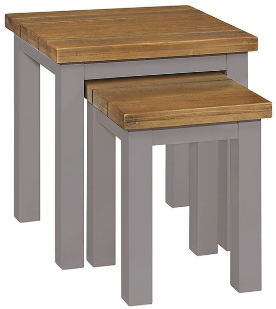 Product photograph of Regatta Grey Painted Pine Nest Of Tables Set Of 2 from Choice Furniture Superstore.