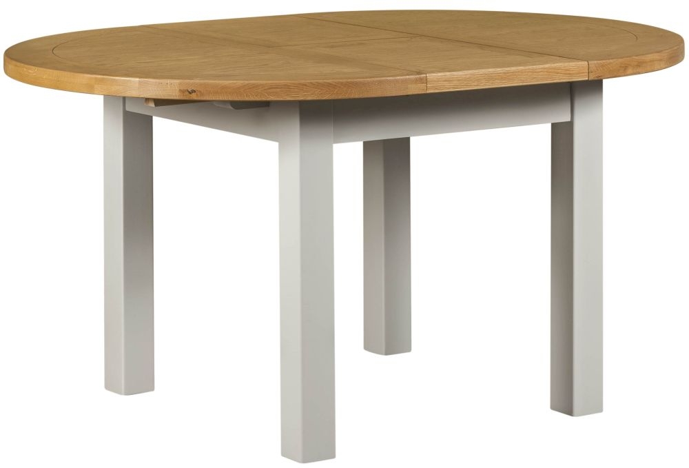 Product photograph of Lundy Grey And Oak Dining Table Seats 4 To 6 Diners 110cm To 150cm Extending Round Top from Choice Furniture Superstore.