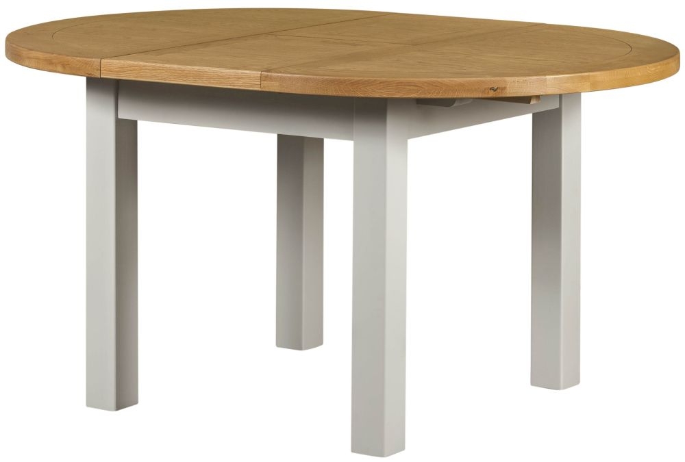 Product photograph of Lundy Grey And Oak Dining Table Seats 4 To 6 Diners 110cm To 150cm Extending Round Top from Choice Furniture Superstore.