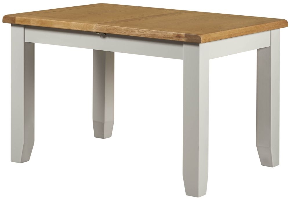 Product photograph of Lundy Grey And Oak Dining Table Seats 4 To 6 Diners 120cm To 150cm Extending Rectangular Top from Choice Furniture Superstore.