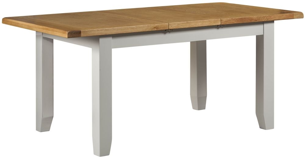 Product photograph of Lundy Grey And Oak Dining Table Seats 4 To 6 Diners 140cm To 180cm Extending Rectangular Top from Choice Furniture Superstore.