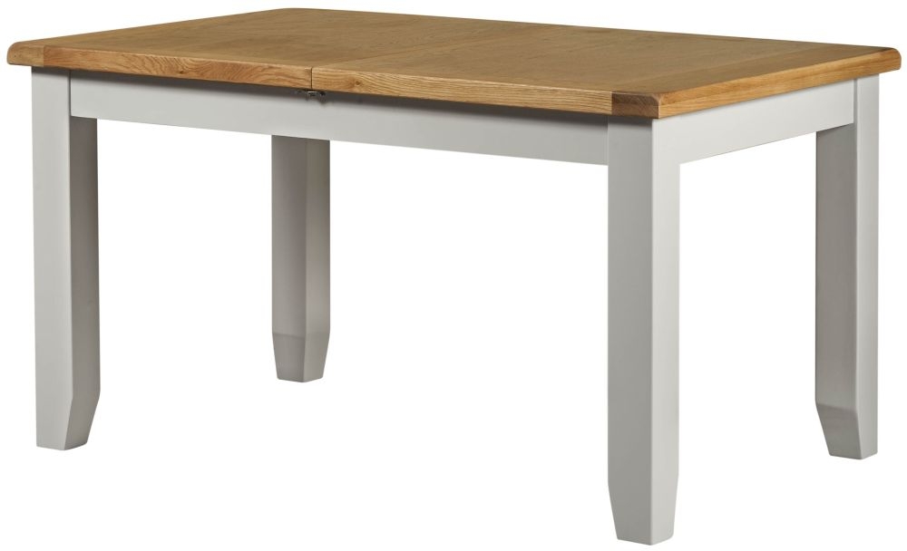 Product photograph of Lundy Grey And Oak Dining Table Seats 4 To 6 Diners 140cm To 180cm Extending Rectangular Top from Choice Furniture Superstore.