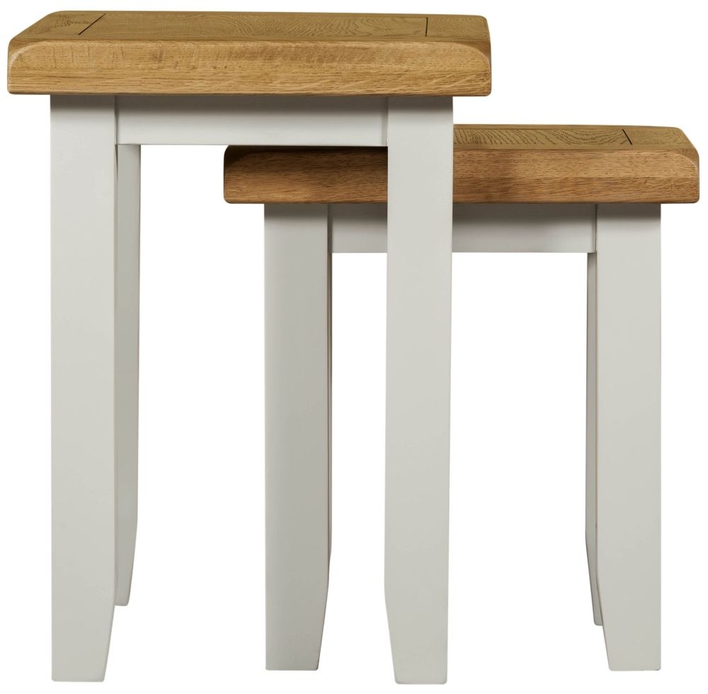 Product photograph of Lundy Grey And Oak Nest Of Tables Set Of 2 from Choice Furniture Superstore.