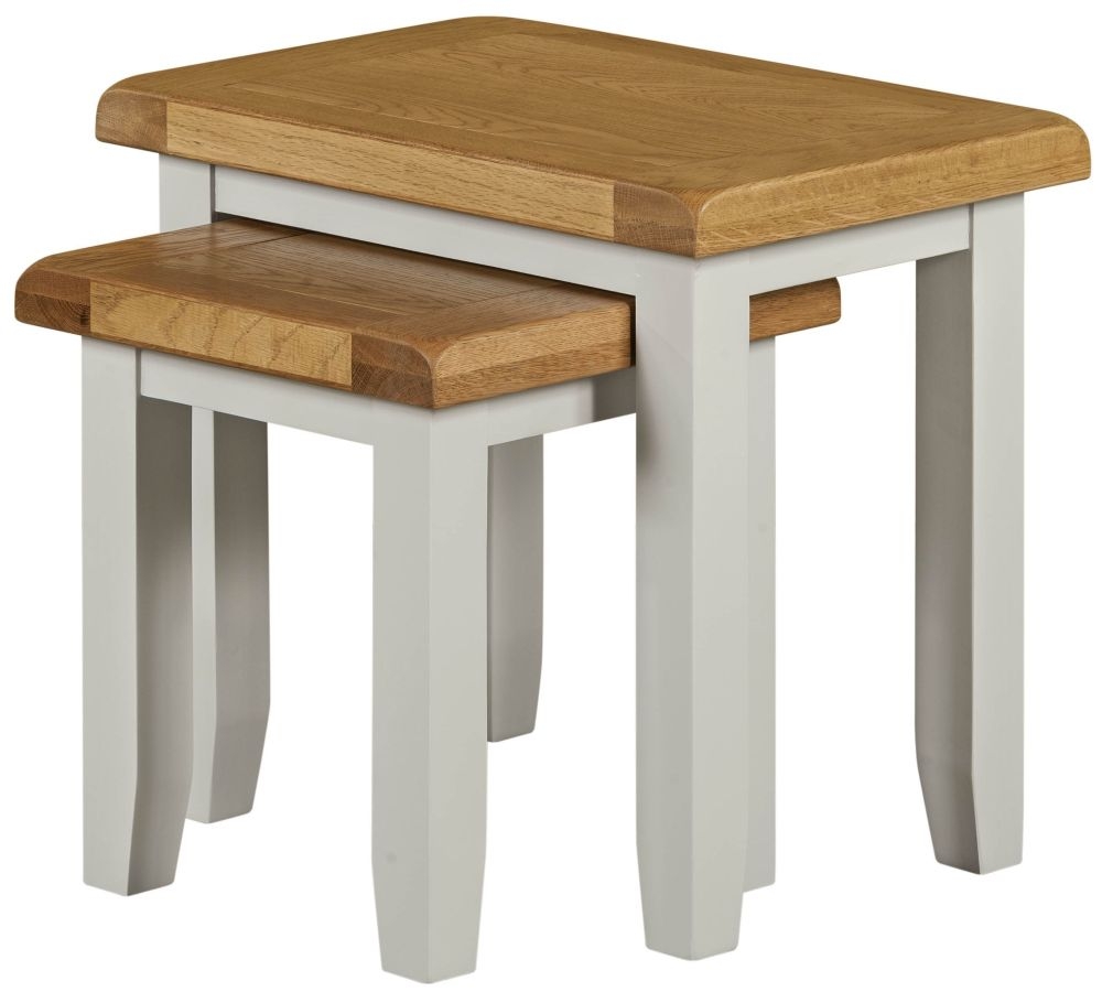 Product photograph of Lundy Grey And Oak Nest Of Tables Set Of 2 from Choice Furniture Superstore.