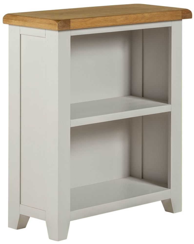 Product photograph of Lundy Grey And Oak Low Bookcase 90cm H from Choice Furniture Superstore.