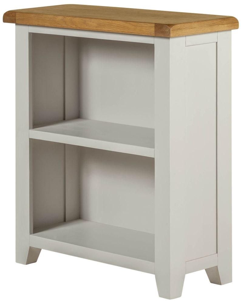 Product photograph of Lundy Grey And Oak Low Bookcase 90cm H from Choice Furniture Superstore.