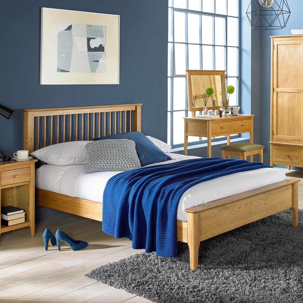 Product photograph of Cornett Shaker Style Oak Slatted Bed Frame Low Foot End from Choice Furniture Superstore.