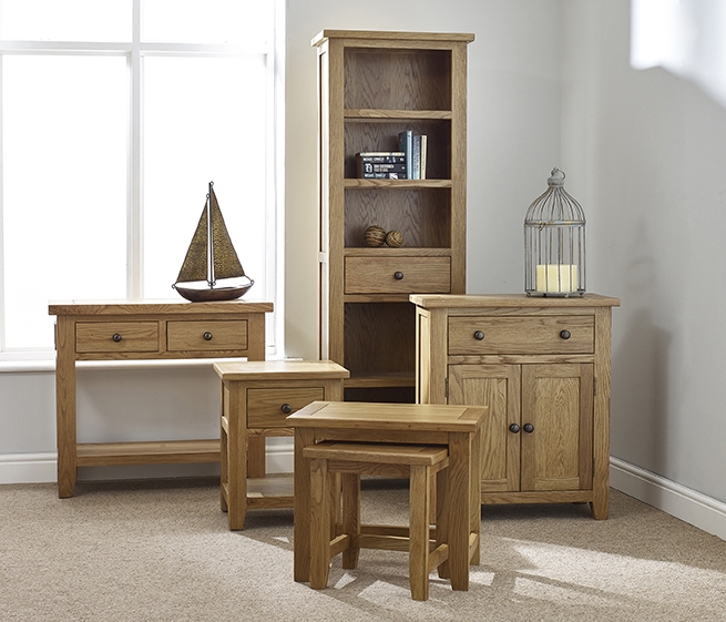 Product photograph of Appleby Petite Oak Nest Of Tables Set Of 2 from Choice Furniture Superstore.