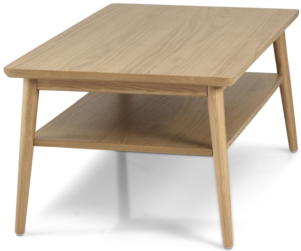 Product photograph of Skean Scandinavian Style Oak Coffee Table With Bottom Shelf from Choice Furniture Superstore.
