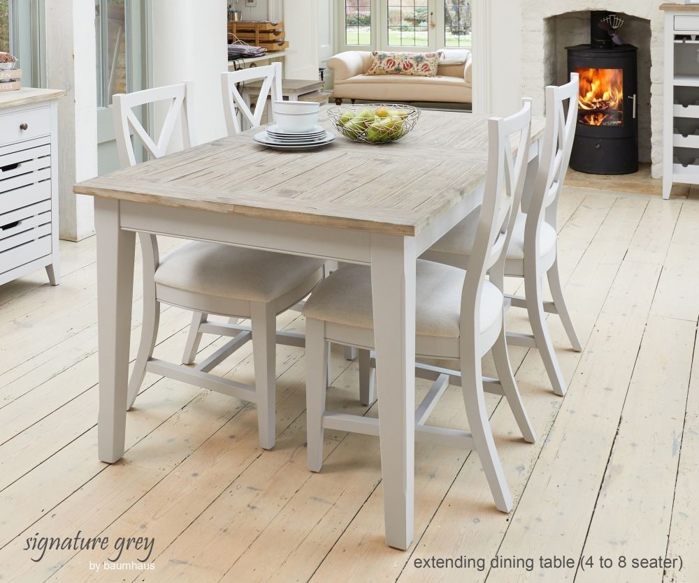 Product photograph of Signature Grey Painted 6 Seater Extending Dining Table from Choice Furniture Superstore.