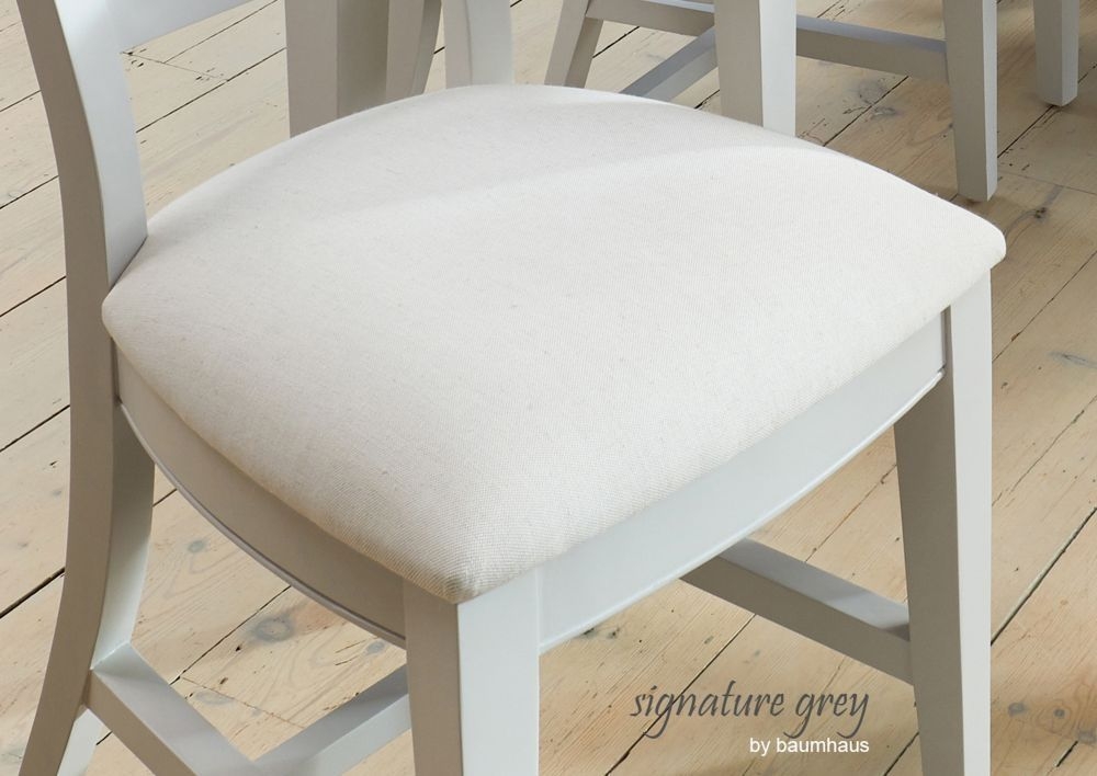 Product photograph of Signature Grey Painted Fabric Dining Chair Sold In Pairs from Choice Furniture Superstore.