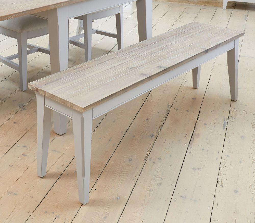 Product photograph of Signature Grey Painted Large Dining Bench from Choice Furniture Superstore.