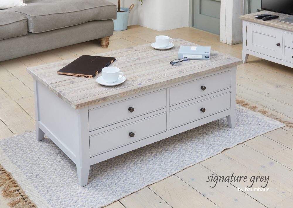 Product photograph of Signature Grey Painted 4 Drawer Coffee Table from Choice Furniture Superstore.