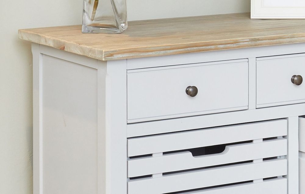 Product photograph of Signature Grey Painted 7 Drawer Sideboard from Choice Furniture Superstore.