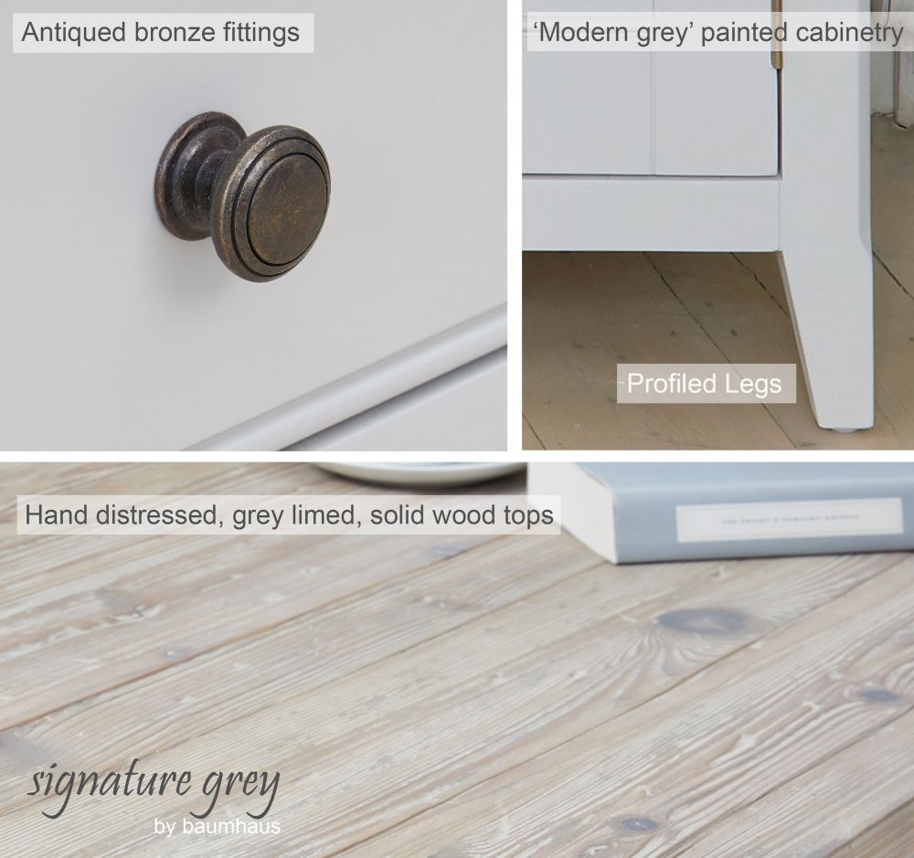 Product photograph of Signature Grey Painted 7 Drawer Sideboard from Choice Furniture Superstore.
