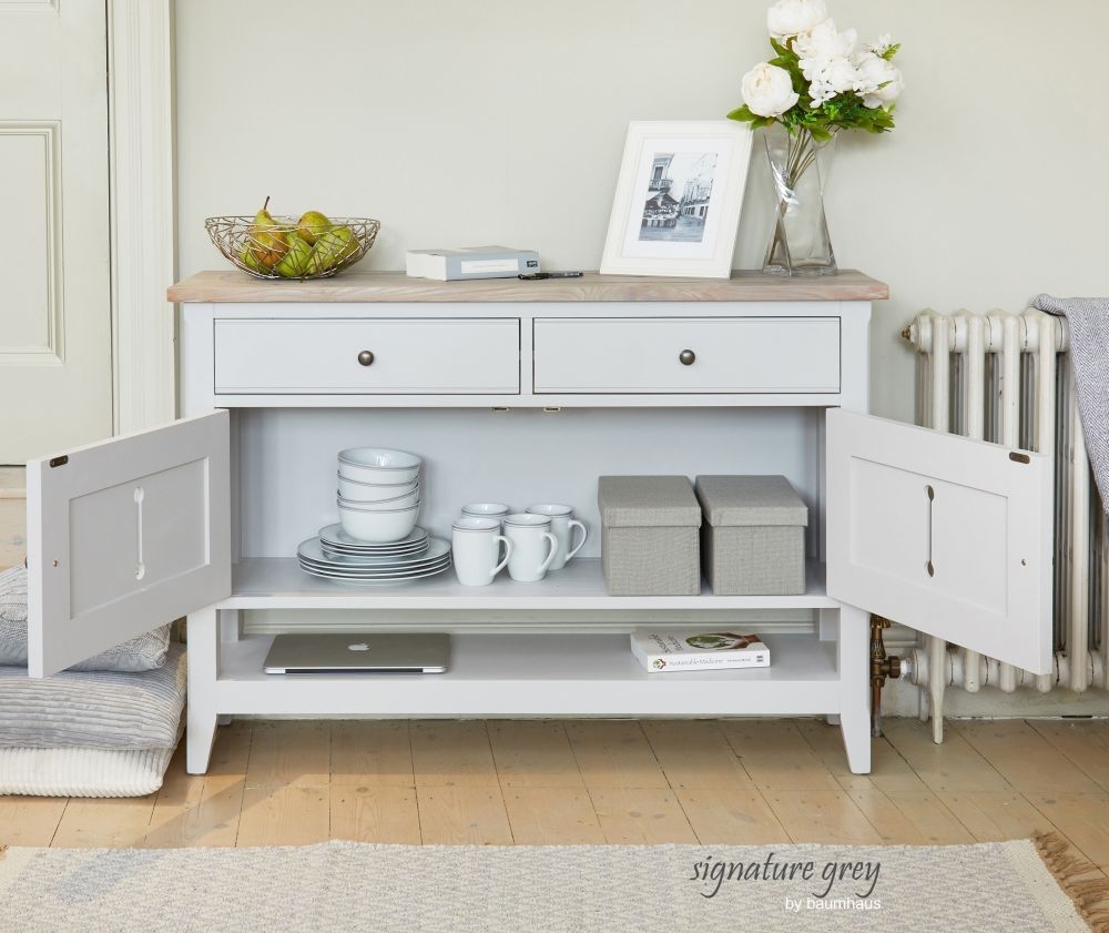 Product photograph of Signature Grey Painted 2 Door 2 Drawer Sideboard from Choice Furniture Superstore.