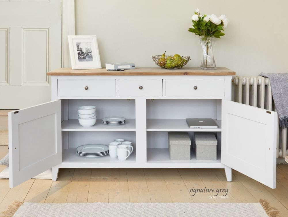 Product photograph of Signature Grey Painted 2 Door 3 Drawer Sideboard from Choice Furniture Superstore.