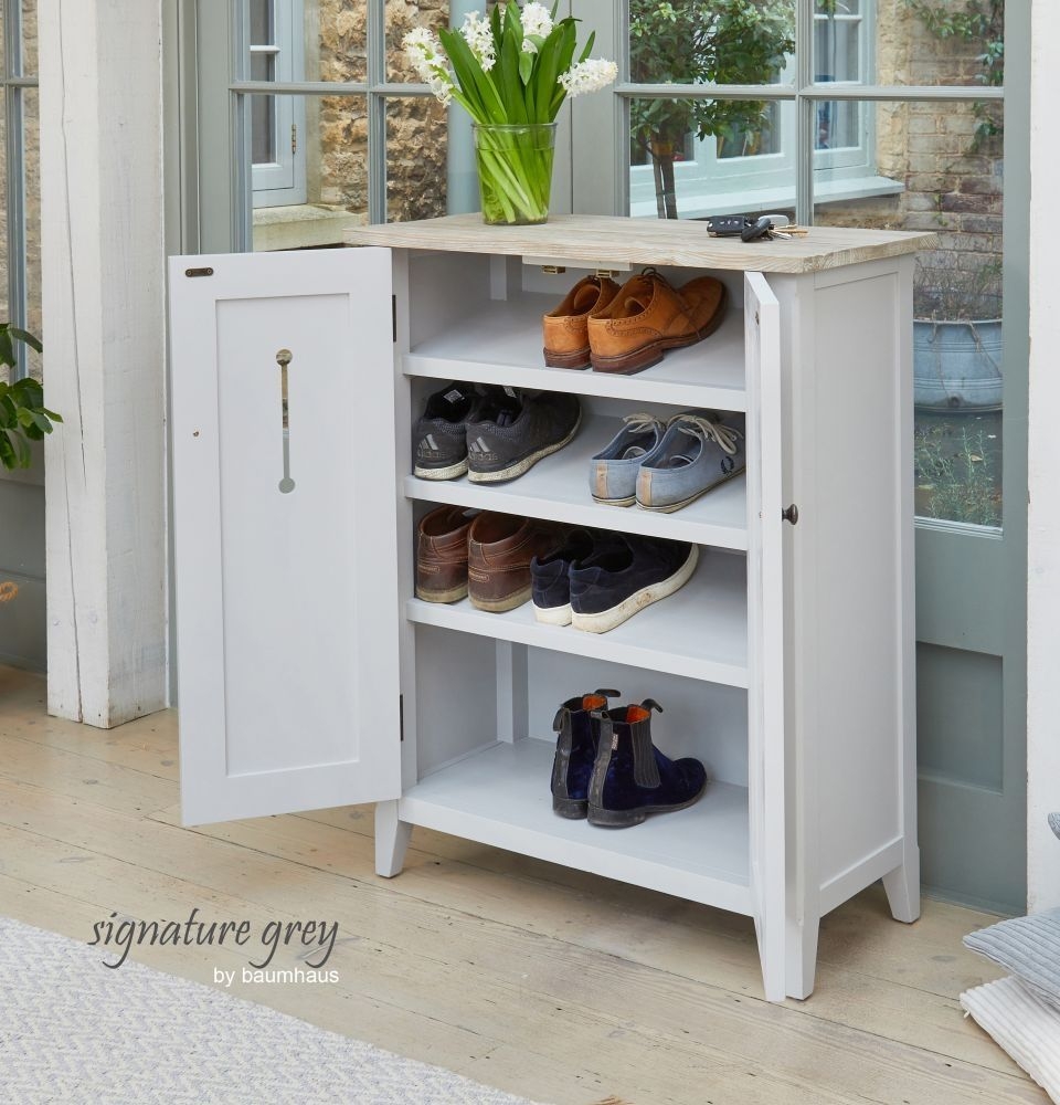 Product photograph of Signature Grey Painted 2 Door Shoe Cupboard from Choice Furniture Superstore.
