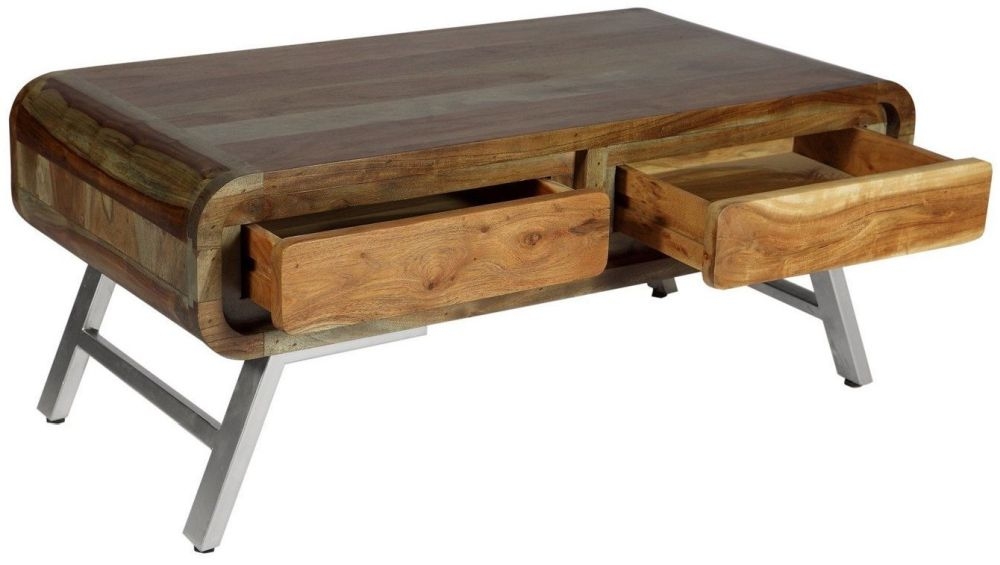 Product photograph of Aspen Industrial Acacia Wood Storage Coffee Table from Choice Furniture Superstore.