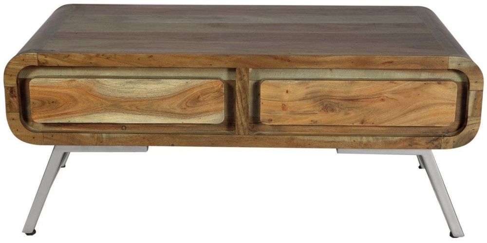 Product photograph of Aspen Brown 2 Drawer Coffee Table from Choice Furniture Superstore.