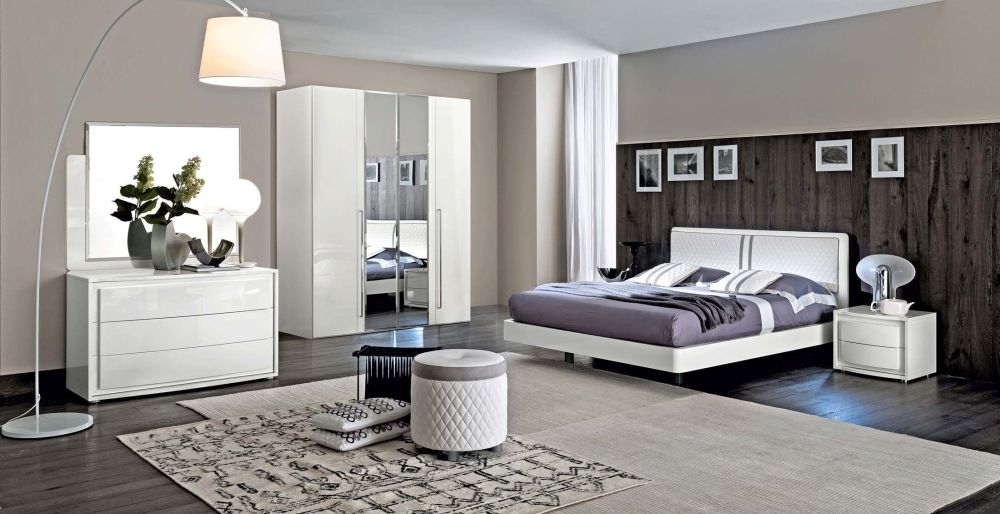 Product photograph of Camel Dama Bianca Night White Italian Mirror Wardrobe from Choice Furniture Superstore.