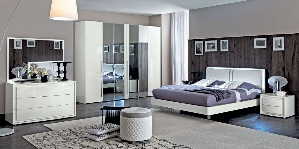 Product photograph of Camel Dama Bianca Night White Italian 6 Door Mirror Wardrobe from Choice Furniture Superstore.