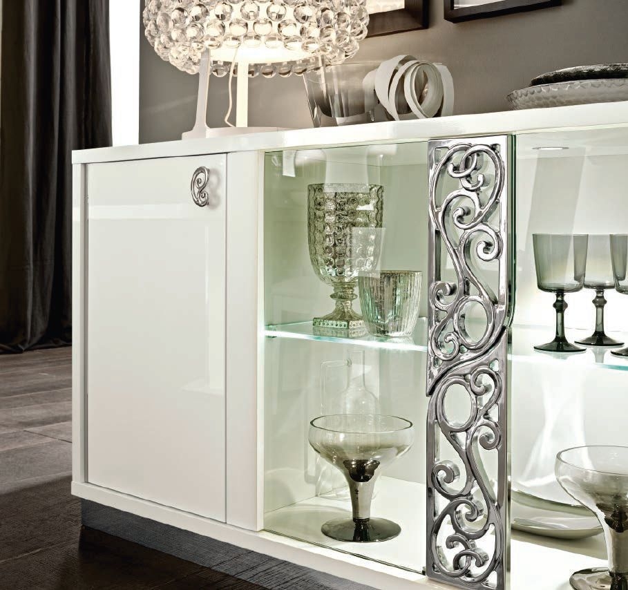 Product photograph of Camel Roma Day White Glamour Italian Vitrine Buffet Sideboard With Glass Door from Choice Furniture Superstore.