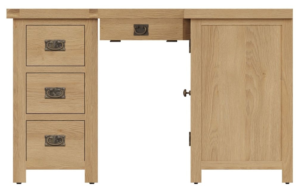 Tucson Oak 1 Door 3 Drawer Corner Computer Desk CFS Furniture UK