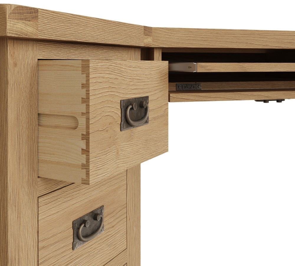 Tucson Oak 1 Door 3 Drawer Corner Computer Desk CFS Furniture UK