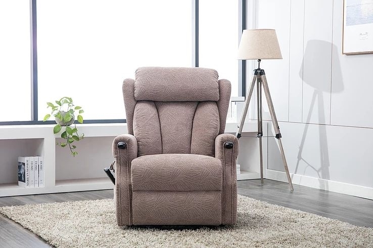 Product photograph of Gfa Denmark Riser Recliner Chair - Brushstroke Mocha Fabric from Choice Furniture Superstore.
