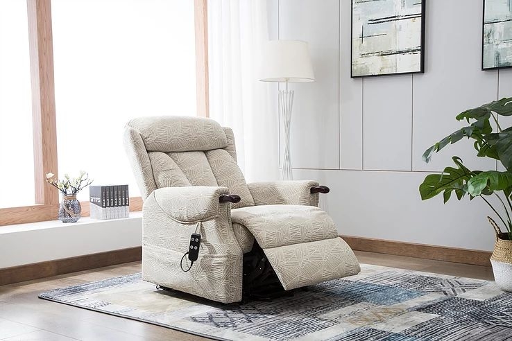 Product photograph of Gfa Denmark Riser Recliner Chair - Brushstroke Cream Fabric from Choice Furniture Superstore.