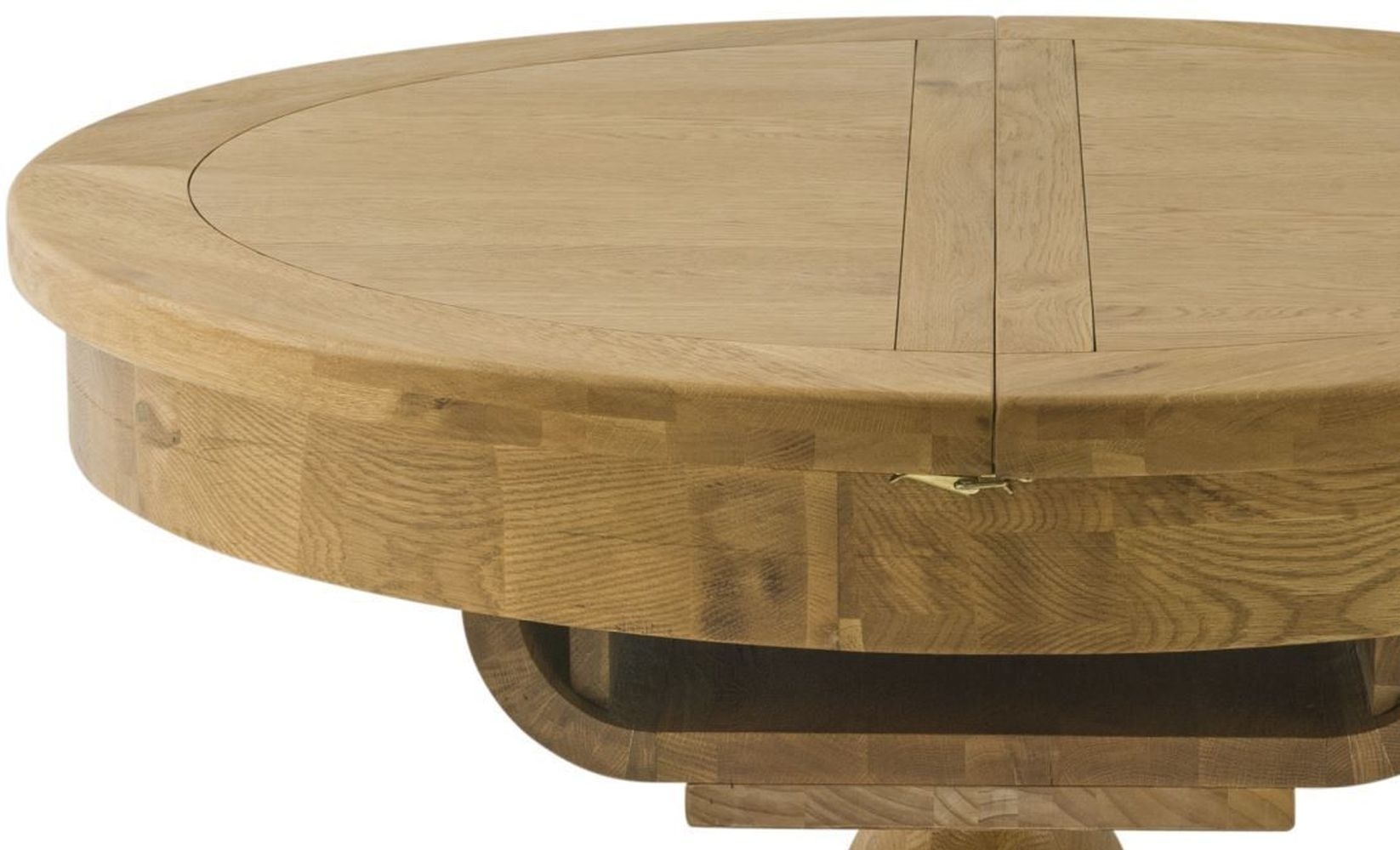 Product photograph of Portland Oak 2-4 Seater Round Pedestal Butterfly Extending Dining Table from Choice Furniture Superstore.