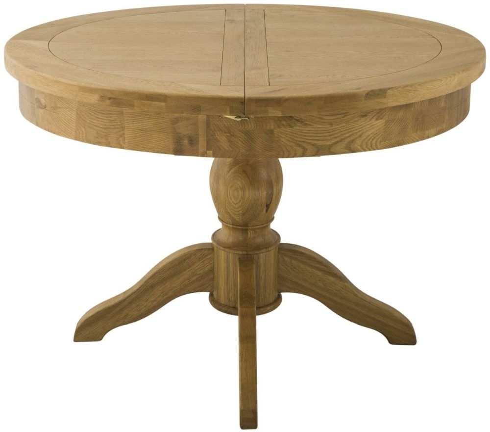 Product photograph of Portland Oak 2-4 Seater Round Pedestal Butterfly Extending Dining Table from Choice Furniture Superstore.