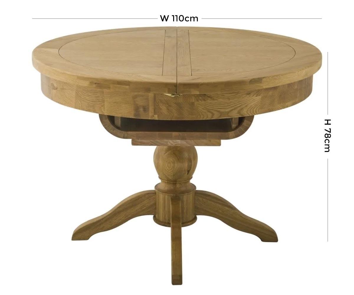 Product photograph of Portland Oak 2-4 Seater Round Pedestal Butterfly Extending Dining Table from Choice Furniture Superstore.