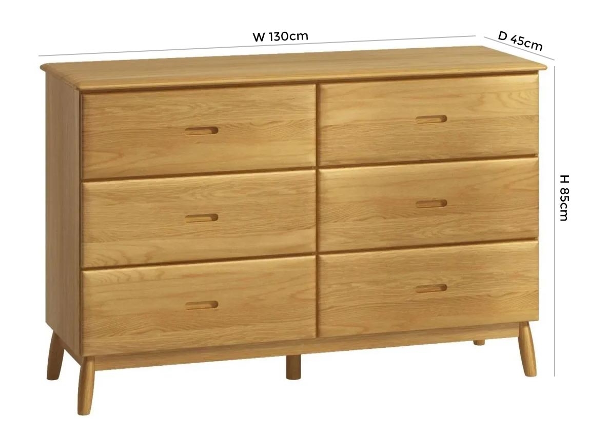 Product photograph of Malmo Oak 6 Drawer Wide Chest from Choice Furniture Superstore.