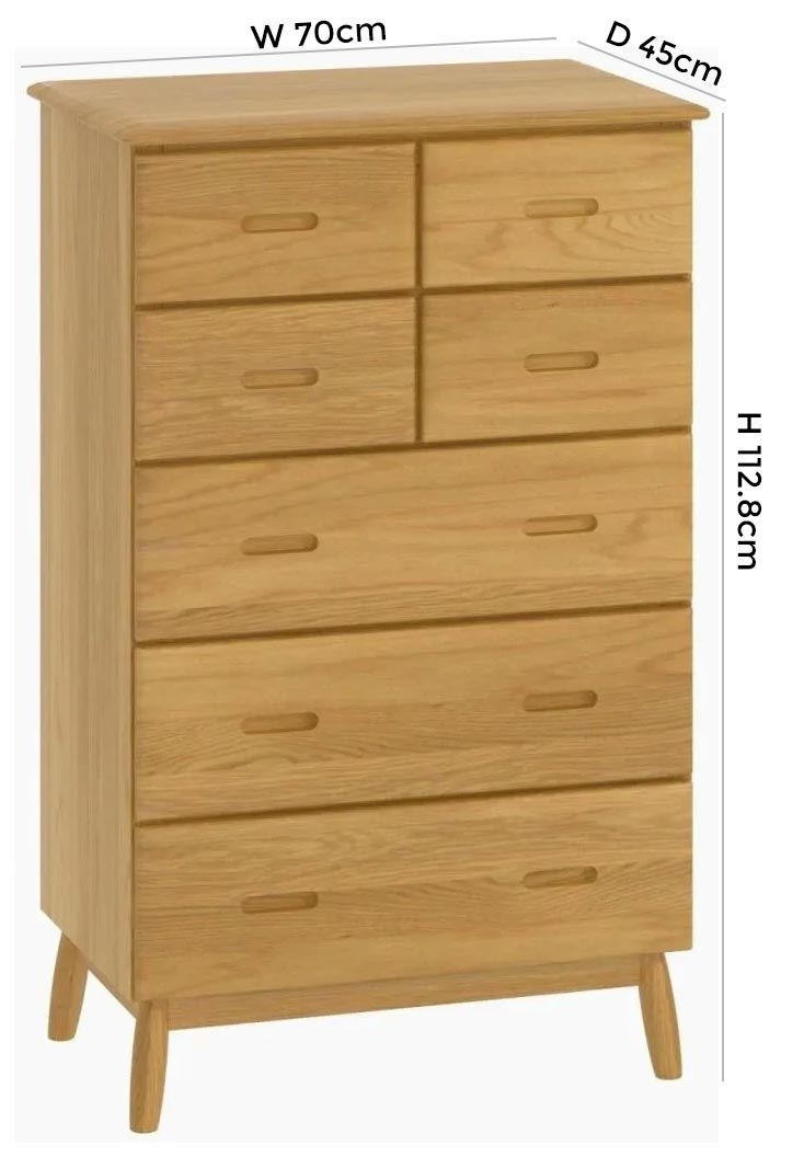 Product photograph of Malmo Oak 4 Over 3 Drawer Tall Chest from Choice Furniture Superstore.