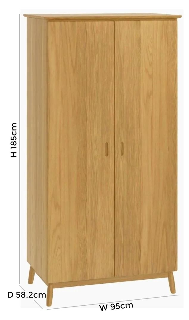 Product photograph of Malmo Oak 2 Door Double Wardrobe from Choice Furniture Superstore.