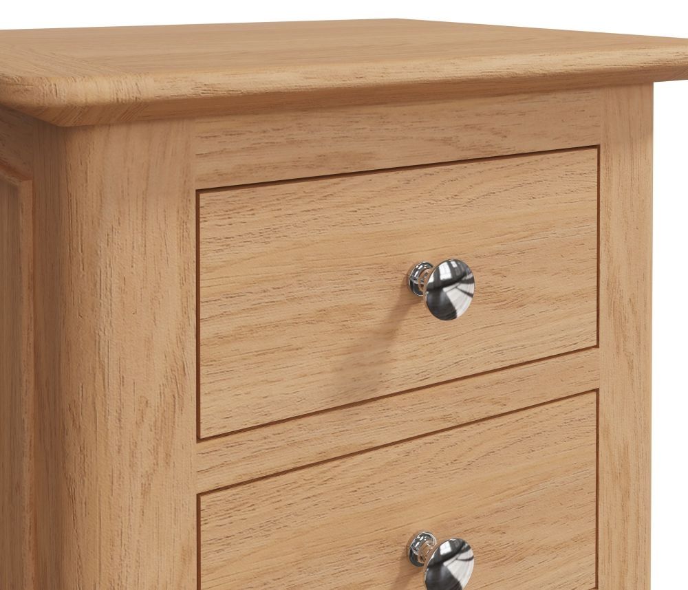 Product photograph of Appleby Oak 3 Drawer Narrow Bedside Cabinet from Choice Furniture Superstore.
