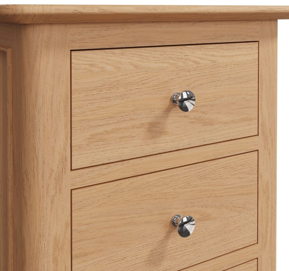 Product photograph of Appleby Oak 3 Drawer Bedside Cabinet from Choice Furniture Superstore.