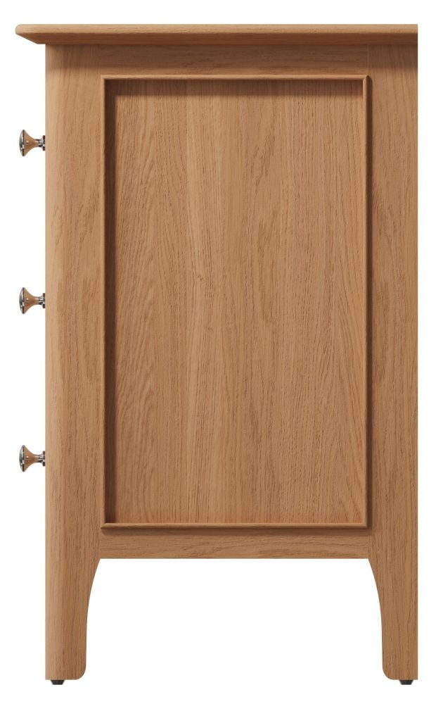 Product photograph of Appleby Oak 3 Drawer Wide Bedside Cabinet from Choice Furniture Superstore.