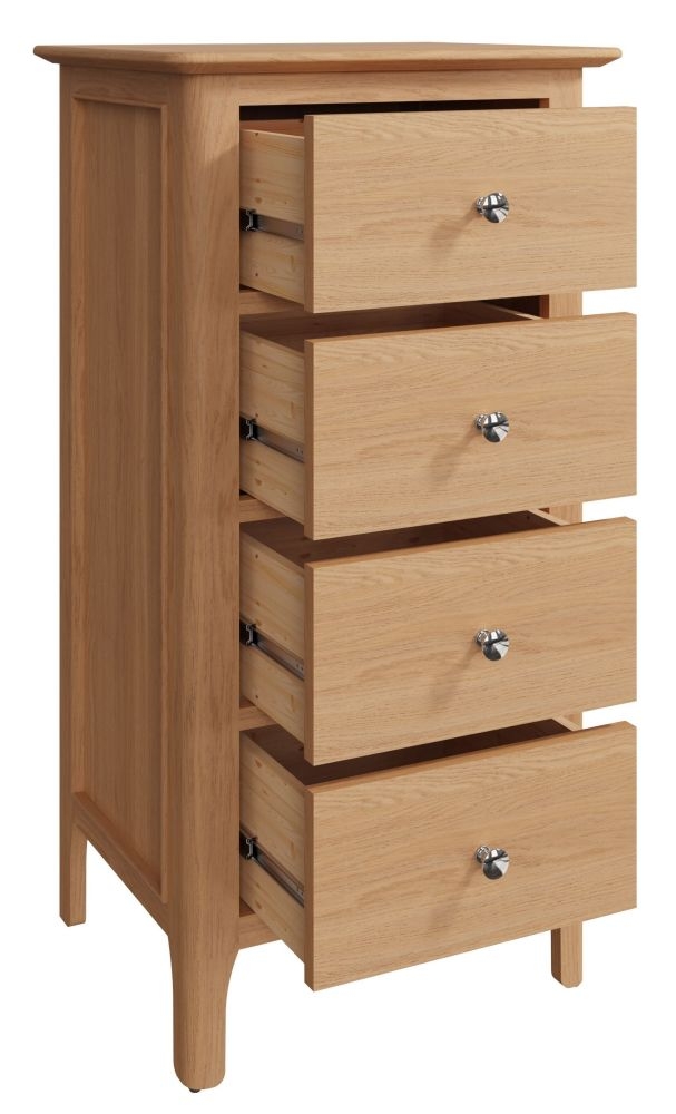 Product photograph of Appleby Oak 4 Drawer Tall Chest from Choice Furniture Superstore.