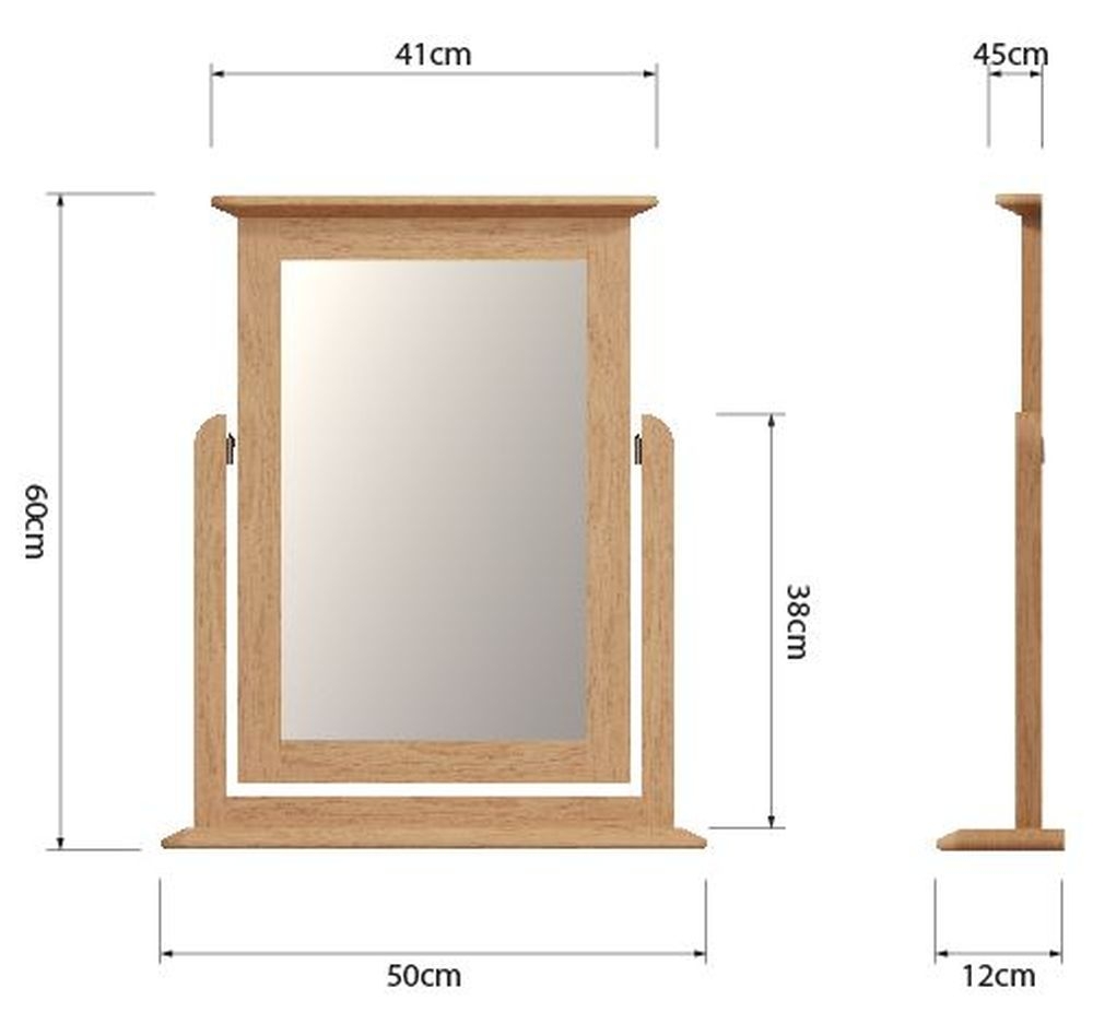 Product photograph of Appleby Oak Rectangular Trinket Mirror - 50cm X 60cm from Choice Furniture Superstore.