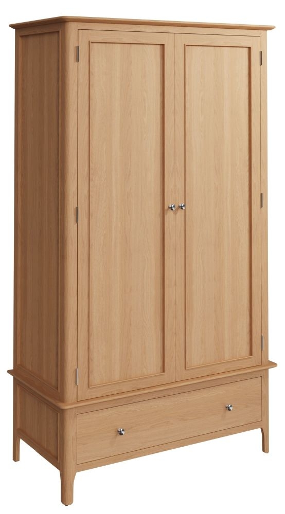 Product photograph of Appleby Oak 2 Door 1 Drawer Wardrobe from Choice Furniture Superstore.