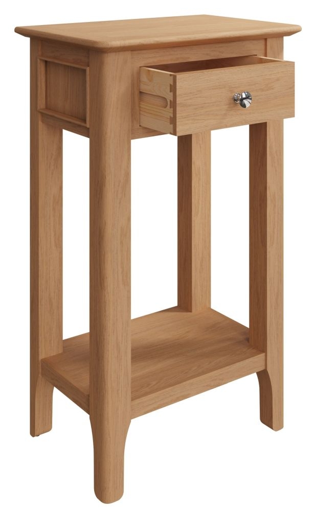 Product photograph of Appleby Oak 1 Drawer Telephone Table from Choice Furniture Superstore.