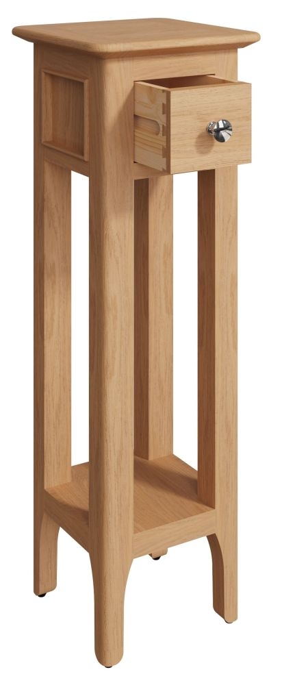 Product photograph of Appleby Oak 1 Drawer Plant Stand from Choice Furniture Superstore.