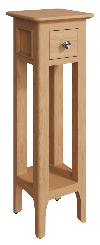 Product photograph of Appleby Oak 1 Drawer Plant Stand from Choice Furniture Superstore.