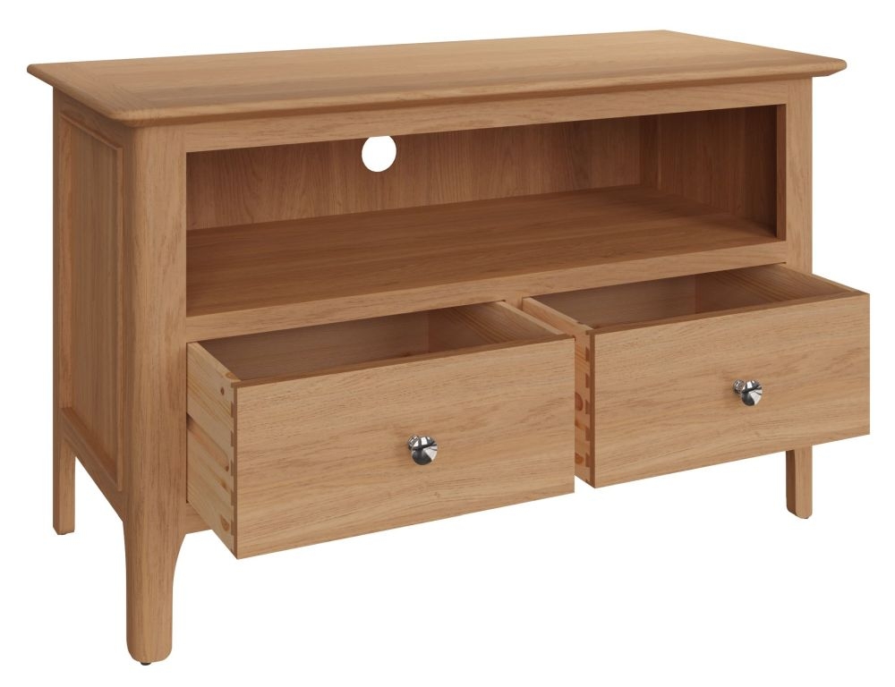 Product photograph of Appleby Oak 2 Drawer Standard Tv Unit from Choice Furniture Superstore.