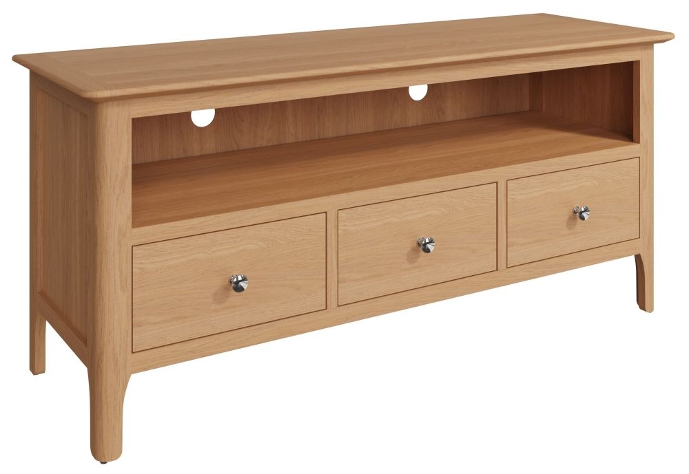 Product photograph of Appleby Oak 3 Drawer Tv Unit from Choice Furniture Superstore.